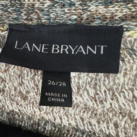 Lane Bryant Open Front Striped Cardigan - Gray and Tan - Picture 2 of 8